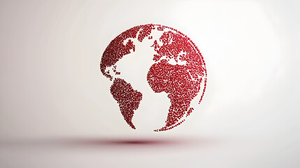 Global Connection: Abstract Globe Design with Red Dots Pattern - A Modern Visualization of Earth, Continents, and Technology in a Creative Circular Background Representing Geography and Unity