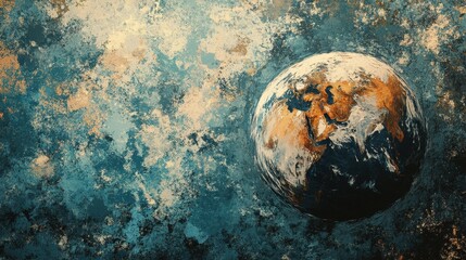 Abstract Earth Artwork Depicting a Textured Planet