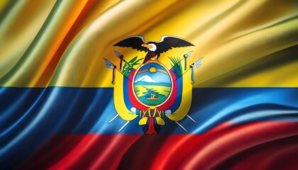 Vibrant Ecuador flag waving with luxurious satin texture - Patriotic and cultural symbol