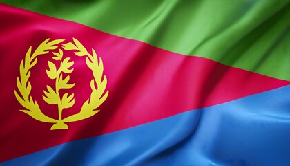 Fototapeta premium Vibrant Eritrea flag waving with luxurious satin texture - Patriotic and cultural symbol
