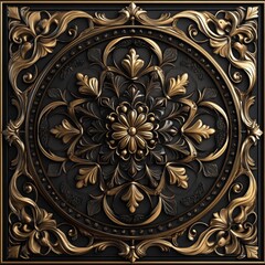 Luxury golden ornament on a black background. 3d rendering
