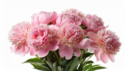 Fototapeta premium Bunch of pink peonies on white background