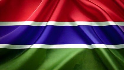 Fototapeta premium Vibrant Gambia flag waving with luxurious satin texture - Patriotic and cultural symbol