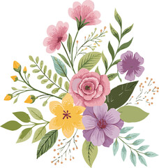 : flowers-and-leaves-design-elements--white-background vector art