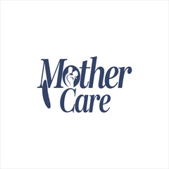 Mother care logo icon silhouette style vector art illustration