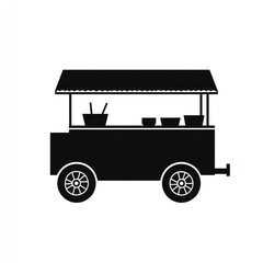 Obraz premium Black & white food cart silhouette for use in menus, posters, ads on white