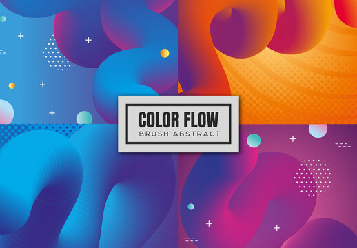 Blue Orange Vibrant Abstract Gradient Flow Background Template