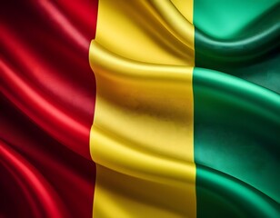 Obraz premium Vibrant Guinea flag waving with luxurious satin texture - Patriotic and cultural symbol