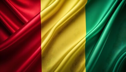 Obraz premium Vibrant Guinea flag waving with luxurious satin texture - Patriotic and cultural symbol