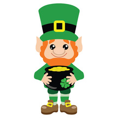 Cute Patrick day  leprechaun  vector cartoon illustration
