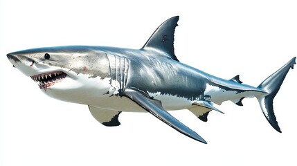 Fototapeta premium Great white shark hand drawing vintage engraving illustration