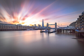 Fototapeta premium Long exposure shot of River Thames captured with wide angle lens