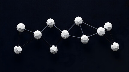 3D Geometric Abstract Art: Minimalistic Design of White Spheres and Lines in a Network Structure for Creative Visualization and Modern Technology Innovations in Engineering and Education