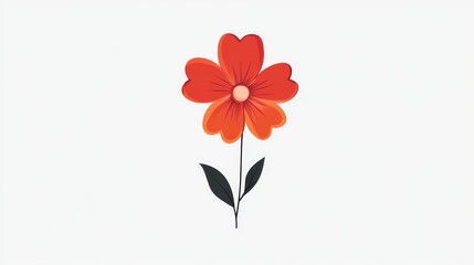 Obraz premium Cute flower,cartoon, isolated, vector illustration, red,orange,graphic design, flat