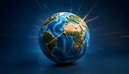 Fototapeta premium Dynamic 3D globe with rotating clock hands at 8:30 PM symbolizing Earth Hour in vibrant colors
