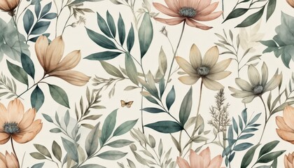 Vibrant floral pattern filled with soft hues and intricate designs celebrating nature's beauty