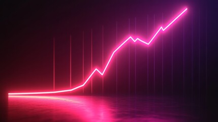 A digital graph growing upwards with a sleek neon background