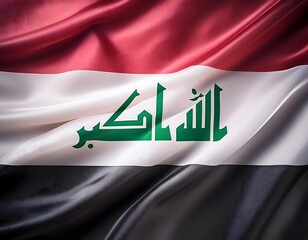 Vibrant Iraq flag waving with luxurious satin texture - Patriotic and cultural symbol