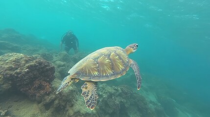 Obraz premium photo of Sea turtle in the Galapagos island
