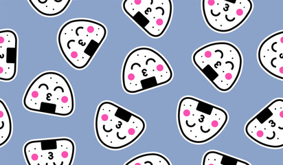 Cute onigiri pattern background vector design