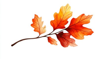 Plant leaf, branch. Icon, vector illustration, red,orange,graphic design, flat style
