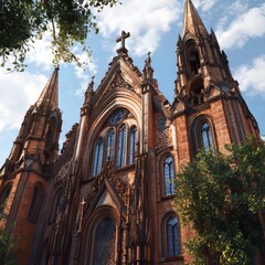 Fototapeta premium Monumental Church with Intricate Architecture