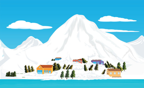 The avalanche from the high mountain swallowed the houses.