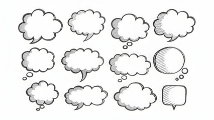 Fototapeta premium Hand drawn collection of speech thought bubble
