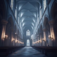 Fototapeta premium Grand Cathedral Interior View
