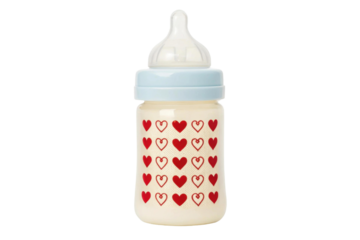 Cute baby bottle with heart design for infants, cut out