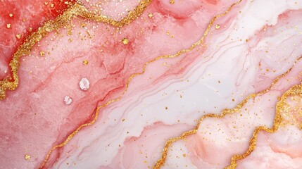 Elegant Pink Marble Backdrop Adorned with Gold Sparkle for Creative Projects