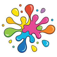 colored splashes and bubbles in abstract shape