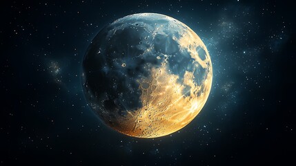 Obraz premium Glowing moon, space, cosmic nebula, artwork, wallpaper