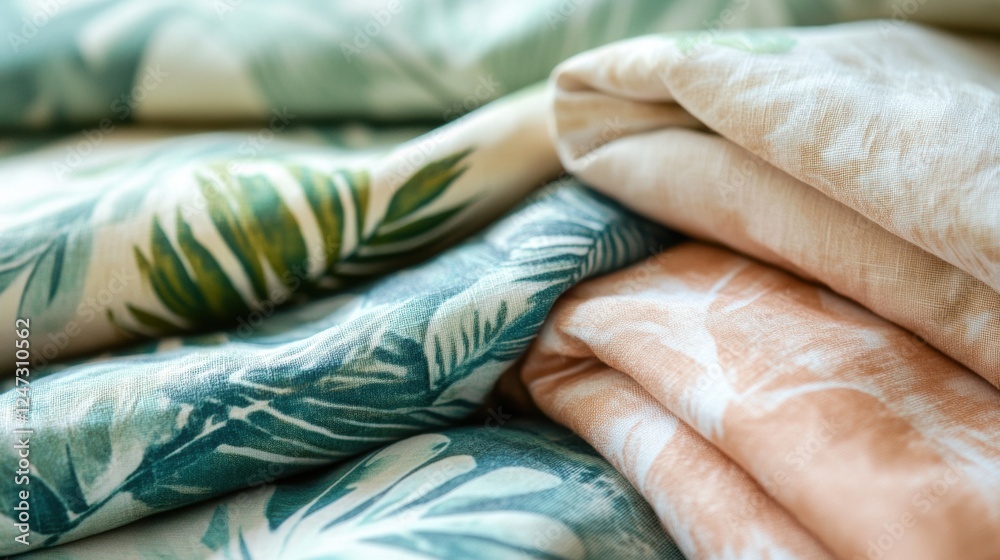 Poster explore vibrant tropical patterns in light summer fabrics perfect for warm weather outfits and home 