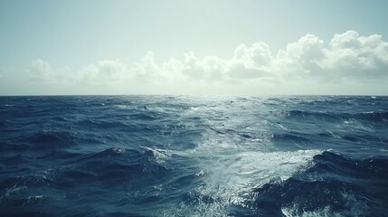 Ocean voyage, waves, sunny sky