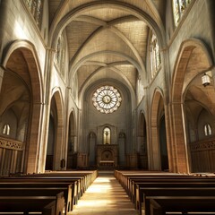 Interior of grand cathedral hall