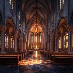 Fototapeta premium Majestic interior of grand cathedral space.
