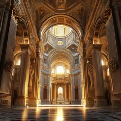 Obraz premium Ornate Church Interior with Golden Details