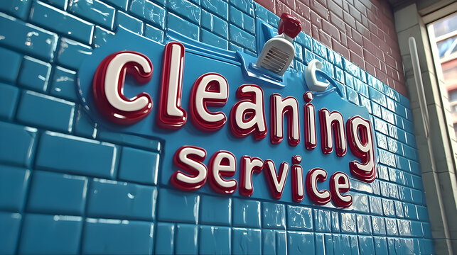 Modern Blue and Red Cleaning Service Logo and Design for Fresh Hygiene and Sparkle in Tidy Interior Decoration, Highlighting Quality Maintenance and Reliable Solutions for Business Environment