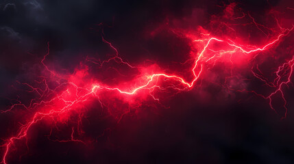 Obraz premium Vivid red lightning bolts against dark background dynamic natural electricity concept extreme weather condition dramatic atmosphere phenomenon. Weather Phenomena. Illustration