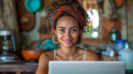 Creative Professional Woman Working in a Rustic and Colorful Workspace