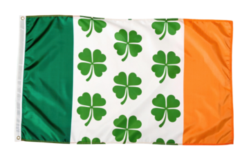 Irish flag with shamrocks and colors, cut out