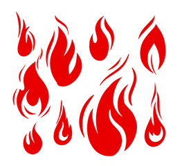 Set Logo fire hand drawn. Not AI, Vector illustration