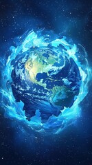 Obraz premium Earth Enveloped in a Celestial Blue Puzzle