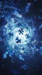 Cosmic Puzzle Pieces Swirling In A Galaxy