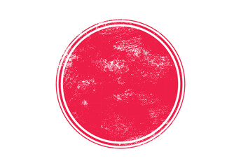 Grunge Red Circular Stamp Vector – Distressed Round Badge with Rough Texture, Vintage Rubber Seal Effect, Abstract Ink Print, Isolated on White Background.