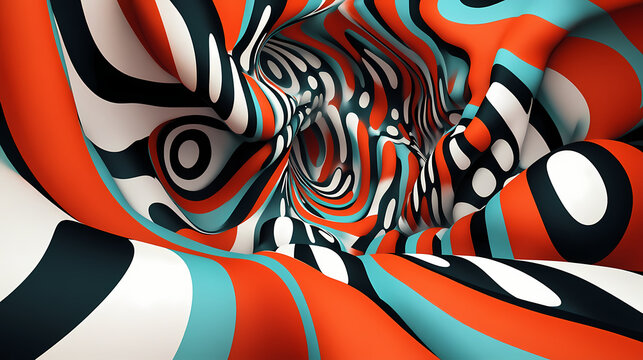 Optical illusion art, abstract wallpaper design with twisted perspectives and optical illusions, transporting you to a surreal realm of mind-bending imagery. Mind-Bending Perspectives. Illustration