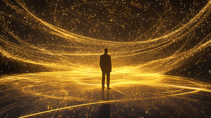 Quantum entanglement visualization digital art abstract cosmic environment creative perspective mind-bending concept. Mind-Bending Perspectives. Illustration