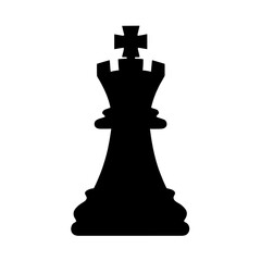 Minimalist black silhouette of a chess rook on white background