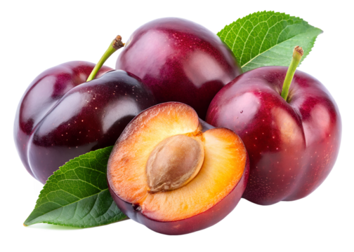 plums isolated on white